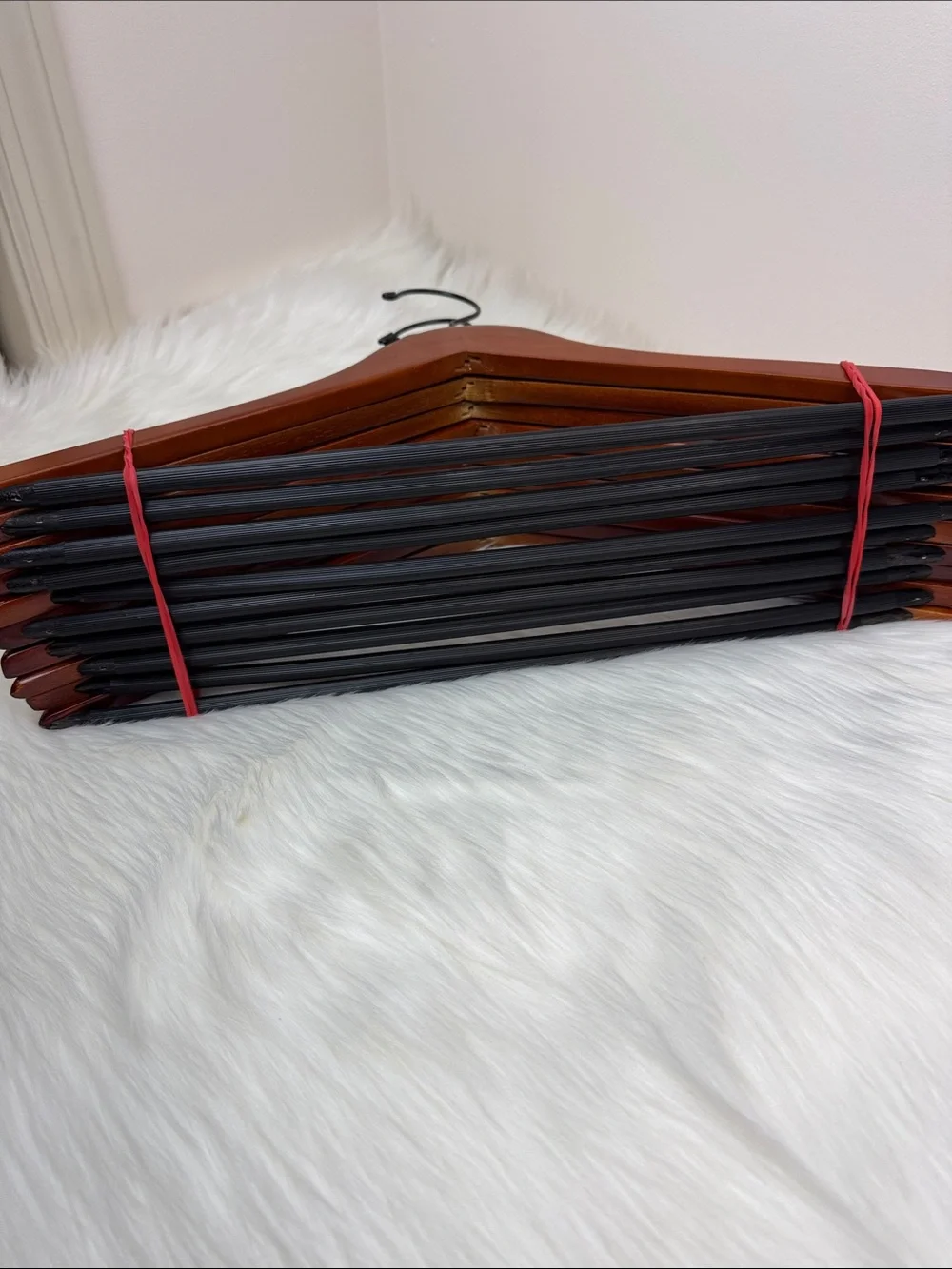 Brookstone Premium Wooden Suit Hangers in Mahogany  - Set of 10